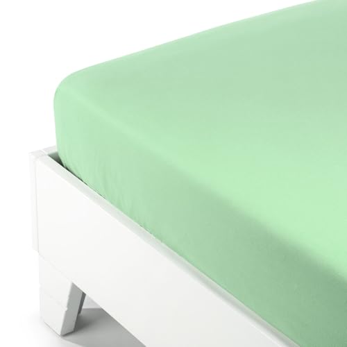 Caleffi - Unteres Bettlaken aus Flanell | italienisches Design seit 1962 | Geeignet für Einzelbett | Hochwertiger Stoff, hellgrün, Einzelbett, Flanell von Caleffi