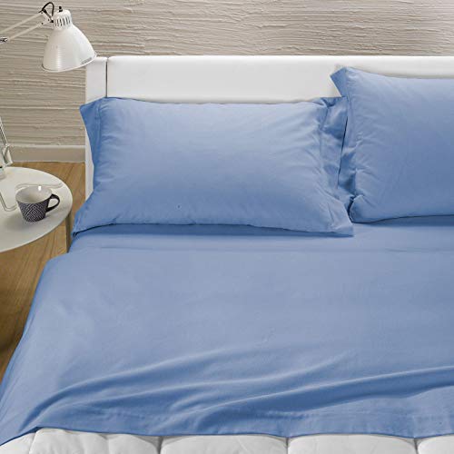 Caleffi Uni Flanell-Bettwäsche-Set, Blau, Doppelbett von Caleffi