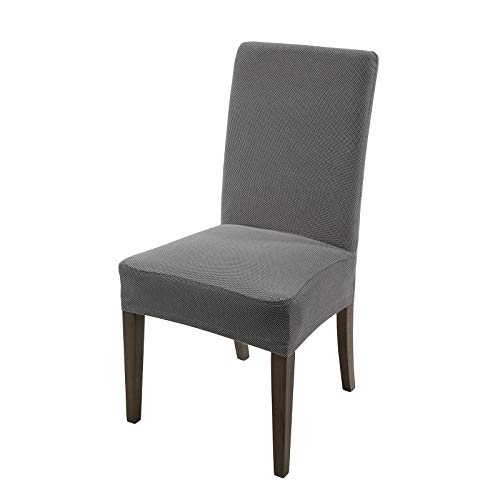 Caleffi - Quadrotto-Stuhlhussen Melange, einfarbig, 1-Sitzer, Grau von Caleffi