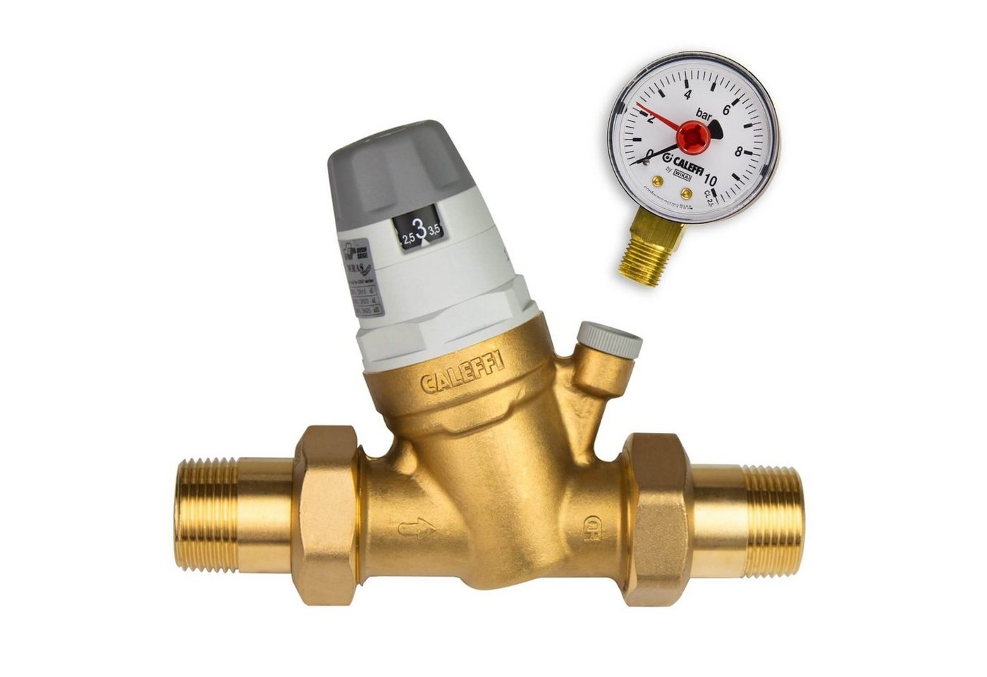 Caleffi Wasser-Druckminderer Caleffi Druckminderer 1 Zoll DN25 Druckregler für Wasser mit Manometer von Caleffi