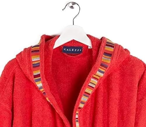 Caleffi spugnissima Caleffi - Yupi Junior Bademantel mit Kapuze | weiche Baumwolle | waschbeständig | ungiftige Farbstoffe, Rot, Größe M-XXL, Material Baumwolle von Caleffi