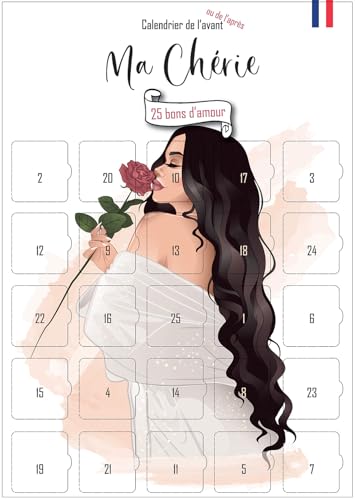 Adventskalender für Paare | "Mein Schatz" | 25 Liebesgutscheine sexy & romantisch | Geschenkidee für Damen | Poster A3 mit Kartonstaffelei | Originalkalender ohne Schokolade von Calendrier Evenement