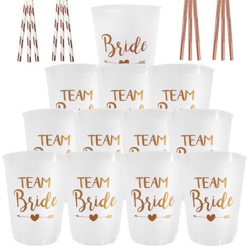 12 Stück Team Bride Becher, JGA Becher Wiederverwendbar Bachelorette, Party Cup mit 12 Rosagold Folie Team Bride Strohhalme, Team Bride Bachelorette Party Cup für Junggesellenabschied Bridal Shower 12 Stück Team Bride Becher, JGA Becher Wiederverwendbar Bachelorette, Party Cup mit 12 Rosagold Folie Team Bride Strohhalme, Team Bride Bachelorette Party Cup für Junggesellenabschied Bridal Shower von Calenxy