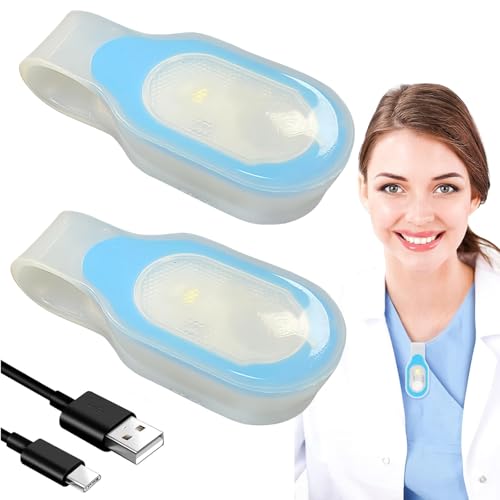 2 x Krankenpflege Nachtlicht Clip, LED Clip Licht USB Aufladbar Magnetisch 3 Modi, Mini Nachtlicht Krankenschwester, LED Sicherheitslicht für Nacht Schichtkrankenschwester Laufen Joggen Camping von Calenxy