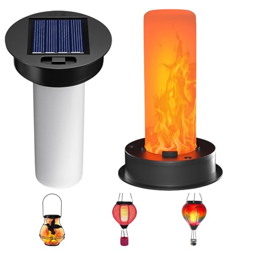 2 x Solarleuchten Ersatz Top mit LED, 8.5CM Garten Solarleuchten Ersatzteile für Außenlaternen mit Flamme Glühbirne, Wasserdicht Solar Ersatzdeckel Hängende für Garten Tischleuchte Terrasse Deko von Calenxy