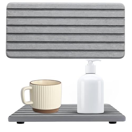 2 x Wasserabsorbierender Stein Für Spüle 21 X 10 Cm Wasserabsorbierende Untersetzer Bad, Untersetzer Wasserabsorbierende Steine Abtropfmatte Stein Gummisohle Abtropfmatte Spüle Küche Kaffeematte von Calenxy