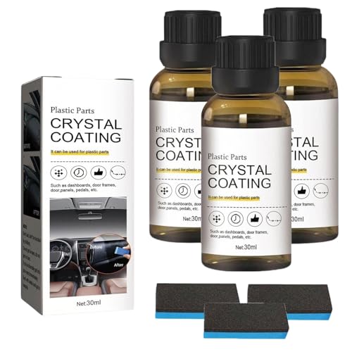 3 Stück Kunststoffteile Kristalline Beschichtung, 30ml Auto Kunststoff Restaurator, Crystal Coating Kunststoff, Auto-Plastikteile-Renovierungsmittel, Car Plastics Restorer für Langanhaltenden Reinigt von Calenxy