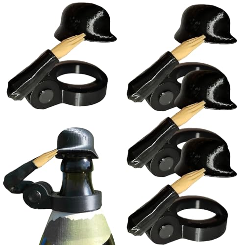 4 PCS Flaschenverschluss Bierflaschen Soldat Salute Bier Bierflaschen Helm Flaschenverschluss, Beer Bottle Helmet, Soldat Salute Bier Verschluss Flaschendeckel Trinkhelm Soldatengruß für Party Bar von Calenxy