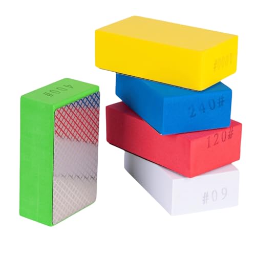 5 Stück Diamant-Handpolierpads, Diamant-Schleifblock-Set, DiamantPolierpad Block Schleifblock, Glas-Schleifpads zum Schleifen von Beton Granit, Marmor, Keramik(60# 120# 240# 400#1000#) von Calenxy