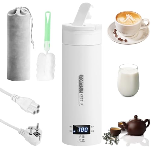 500ML Kleiner Tragbarer Wasserkocher, 3 in 1 Mini Elektrische Wassertasse mit Temperatureinstellung, Automatische Abschaltung, Taschen und Bürsten Taschen, Reise Wasserkocher für Kaffee Teezubereitung 500ML Kleiner Tragbarer Wasserkocher, 3 in 1 Mini Elektrische Wassertasse mit Temperatureinstellung, Automatische Abschaltung, Taschen und Bürsten Taschen, Reise Wasserkocher für Kaffee Teezubereitung von Calenxy