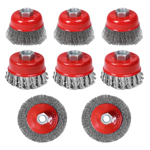 8 Stück Drahtbürste Winkelschleifer Set, M14X2 Stahlbürste Akkuschrauber, 75/100 MM Drahtbürste Flex Topfbürste Winkelschleifer Durchmesser Stahlbürstendrahtrad zum Reinigen Entrosten und Schleifen 8 Stück Drahtbürste Winkelschleifer Set, M14X2 Stahlbürste Akkuschrauber, 75/100 MM Drahtbürste Flex Topfbürste Winkelschleifer Durchmesser Stahlbürstendrahtrad zum Reinigen Entrosten und Schleifen von Calenxy