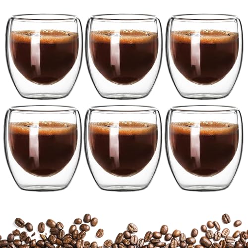 80 ML Doppelwandige Espressotassen Glas 6er Set Doppelwandig Espresso Gläser, Design Kaffeetassen hitzebeständig Latte Macchiato Kaffeegläser Set Thermo-Gläser Cappuccino Tassen Pülmaschinenfestes 80 ML Doppelwandige Espressotassen Glas 6er Set Doppelwandig Espresso Gläser, Design Kaffeetassen hitzebeständig Latte Macchiato Kaffeegläser Set Thermo-Gläser Cappuccino Tassen Pülmaschinenfestes von Calenxy