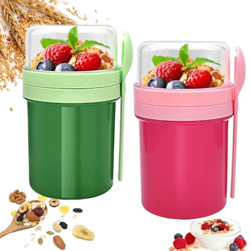 Calenxy 2 Stück Joghurtbecher to Go Praktischer 550ML+250ML, MüSlibecher to Go Becher mit Löffel, Müsli to go Becher Doppelschicht Auslaufsicherer SalatbecherJoghurt Box für Arbeit Schule Picknick Calenxy 2 Stück Joghurtbecher to Go Praktischer 550ML+250ML, MüSlibecher to Go Becher mit Löffel, Müsli to go Becher Doppelschicht Auslaufsicherer SalatbecherJoghurt Box für Arbeit Schule Picknick von Calenxy