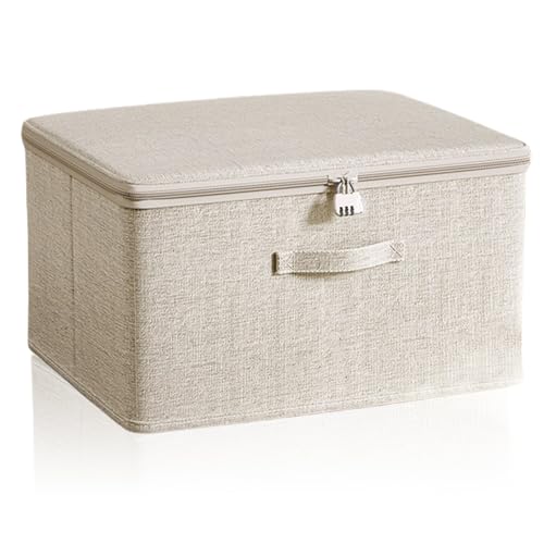 Calenxy Abschließbare Box, Verschließbare Box mit Schloss, Box Abschließbar Medikamenten Aufbewahrungbox Stoff Mit Deckel, Abschließbare Kiste, Abschliessbare Box Für Kleidung Toys (40 * 30 * 21cm) von Calenxy