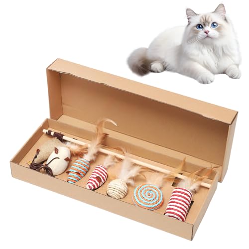 Calenxy Katzenspielzeug Set aus Naturmaterialien 7 Teile mit Bällen Maus aus Plüsch und Sisalseil mit Federn inkl Interaktiv, Plastikfrei, Nachhaltig – Für Katzen jeden Alters Drinnen wie draußen Calenxy Katzenspielzeug Set aus Naturmaterialien 7 Teile mit Bällen Maus aus Plüsch und Sisalseil mit Federn inkl Interaktiv, Plastikfrei, Nachhaltig – Für Katzen jeden Alters Drinnen wie draußen von Calenxy