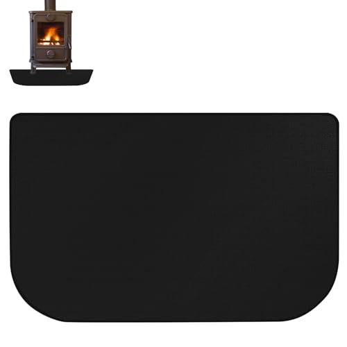 Feuerfeste Kaminmatte, Kamin Matte Unterlage 106 x 61cm Halbrund Funkenschutzplatte Feuerschutzmatte Herdbereich Feuerstelle Kaminvorleger, für Kaminofen Holzofen Zum Schutz des Bodens Vor Funken von Calenxy