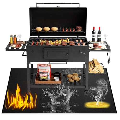Feuerfeste Unterlage 165 x 99 CM, Grillmatte Bodenschutz Grillmatte, Feuerschutzmatte, Grillteppich Fallschutzmatten Outdoor, Bodenschutzmatte, BBQ Gril Matte für Gasgrill Outdoor von Calenxy