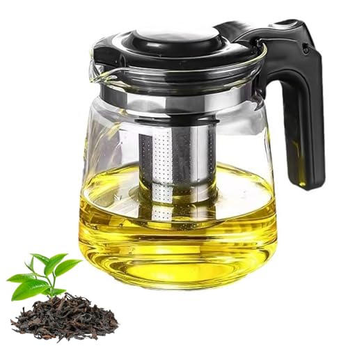 Teekanne aus Glas mit Siebaufsatz, 1600ml Hitzebeständig Glaskanne mit Deckel Teekanne, Glas Teekanne mit Edelstahl Teesieb Feinmaschiger Filter Teekanne mit Deckel Siebeinsatz Nicht Beheizter Griff von Calenxy
