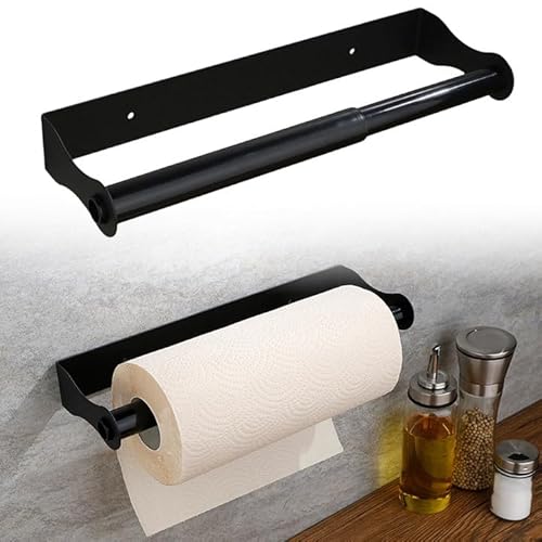 Küchenrollenhalter ohne Bohren, Schwarz Küchentuchhalte Edelstahl, Küchenpapierhalte, küchenrolle Halter, Haushaltsrollenhalter, Wandrollenhalter Küche für Küche Badezimmer Wohnzimmer von Calenxy
