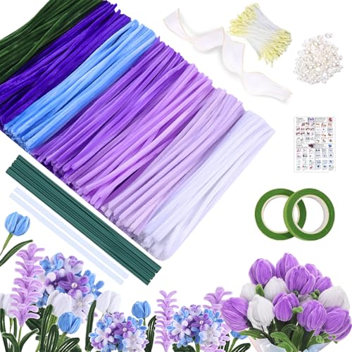 Pfeifenreiniger Blumen Set,385 Stück Pfeifenputzer zum Basteln Blumen,Pipe Cleaner Mit Grüne Blumenstöcke, Klebebandrollen, Anleitungen,Blumenstraußverpackungen, Bänder,Staubgefäße DIY Handwerk Dekor Pfeifenreiniger Blumen Set,385 Stück Pfeifenputzer zum Basteln Blumen,Pipe Cleaner Mit Grüne Blumenstöcke, Klebebandrollen, Anleitungen,Blumenstraußverpackungen, Bänder,Staubgefäße DIY Handwerk Dekor von Calenxy