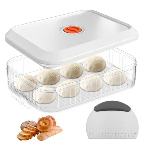 Pizzaballenbox mit Deckel, 31 x 23 x 9 CM Pizzateig Box mit Edelstahl Teigkart, Teigballenbox mit Datumsaufzeichnung Teigwanne Teigbox Pizzateigbehälter Lebensmittelbehälter für Pizzateig Sauerteig Pizzaballenbox mit Deckel, 31 x 23 x 9 CM Pizzateig Box mit Edelstahl Teigkart, Teigballenbox mit Datumsaufzeichnung Teigwanne Teigbox Pizzateigbehälter Lebensmittelbehälter für Pizzateig Sauerteig von Calenxy