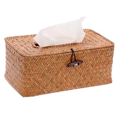Rechteckige Kosmetiktücher Box aus Seegras,25x14x10cm Taschentuchspender,Praktische Tücherbox,Rechteckige Tissue Box für handelsübliche,TissueBox für Badezimmer Wohnzimmer Büro Restaurant Rechteckige Kosmetiktücher Box aus Seegras,25x14x10cm Taschentuchspender,Praktische Tücherbox,Rechteckige Tissue Box für handelsübliche,TissueBox für Badezimmer Wohnzimmer Büro Restaurant von Calenxy