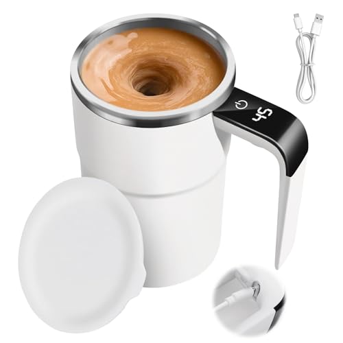 Selbstrührende Tasse, Elektrischer Automatischer Selbstrührung Kaffeebecher Edelstahl 380ML Thermobecher mit Temperaturanzeige,USB Kaffeetasse Magnetische Mixerbecher Tasse Mit Deckel Und Griff Selbstrührende Tasse, Elektrischer Automatischer Selbstrührung Kaffeebecher Edelstahl 380ML Thermobecher mit Temperaturanzeige,USB Kaffeetasse Magnetische Mixerbecher Tasse Mit Deckel Und Griff von Calenxy