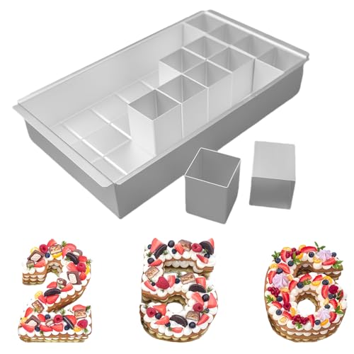 Zahlen Backformen Groß, Backform Zahlen und Buchstaben, Rechteckig Verstellbar Antihaft Backform Kuchenform mit 12 Quadratischen Blöcken für DIY Backen Formen Set Geburtstag Party 32 * 18 * 5 CM Zahlen Backformen Groß, Backform Zahlen und Buchstaben, Rechteckig Verstellbar Antihaft Backform Kuchenform mit 12 Quadratischen Blöcken für DIY Backen Formen Set Geburtstag Party 32 * 18 * 5 CM von Calenxy