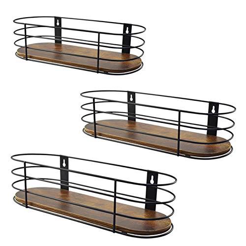 Calenzana Ovales, schwebendes Wandregal-Set, 3 Stück, rustikaler Holzdrahtrahmen zum Aufhängen für Badezimmer, Schlafzimmer, Küche, Wohnzimmer von Calenzana
