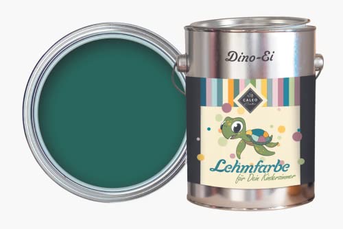 Caleo Color Lehmfarbe DINO-EI Dunkelgrün/Tannengrün, 2,25 Liter - ökologische Wandfarbe für Kinderzimmer, Wohnzimmer und Co. - hoch deckend, tropffrei, geruchsneutral von Caleo Color