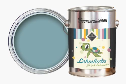 Caleo Color Lehmfarbe MEERESRAUSCHEN Graublau, 2,25 Liter - ökologische Wandfarbe für Kinderzimmer, Wohnzimmer und Co. - hoch deckend, tropffrei, geruchsneutral von Caleo Color