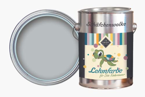 Caleo Color Lehmfarbe SCHÄFCHENWOLKE Hellgrau, 2,25 Liter - ökologische Wandfarbe für Kinderzimmer, Wohnzimmer und Co. - hoch deckend, tropffrei, geruchsneutral von Caleo Color