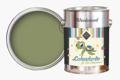 Caleo Color Lehmfarbe WEIDELAND Olivgrün, 2,25 Liter - ökologische Wandfarbe für Kinderzimmer, Wohnzimmer und Co. - hoch deckend, tropffrei, geruchsneutral von Caleo Color