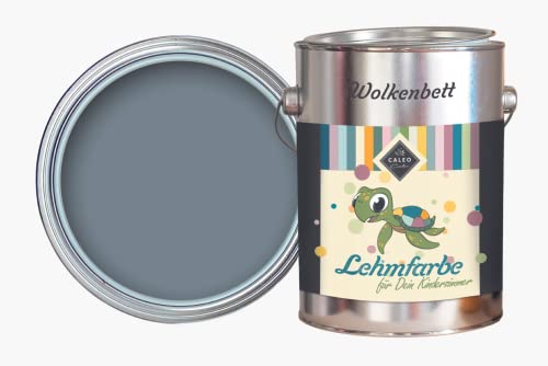 Caleo Color Lehmfarbe WOLKENBETT Blaugrau, 2,25 Liter - ökologische Wandfarbe für Kinderzimmer, Wohnzimmer und Co. - hoch deckend, tropffrei, geruchsneutral von Caleo Color