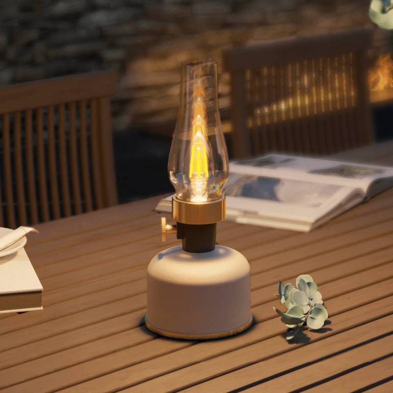 Calex LED-Akku-Tischleuchte Lavinio, sandfarben, Dimmer von Calex