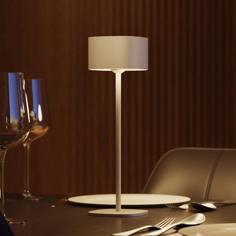 Calex LED-Akku-Tischleuchte Serino, sand, Aluminium, 2.700 K von Calex