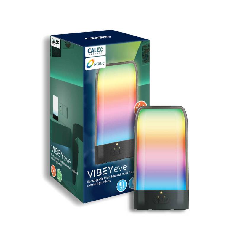 Calex LED-Akkutischleuchte Vibey, Höhe 18,8 cm, RGBIC, USB von Calex