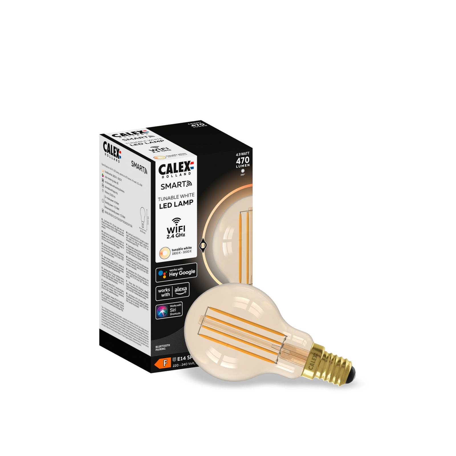 Calex Smart E14 P45 4,5W 1800-3000K dimm gold 2er Calex Smart E14 P45 4,5W 1800-3000K dimm gold 2er von Calex