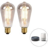 Set mit 2 intelligenten E27-LED-Lampen ST64 Rauch 7W 400 lm 1800K von Calex