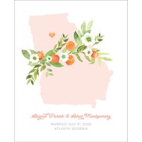 Georgien Staat Wandkunst | Benutzerdefinierte Hochzeitsgeschenk Personalisierte Home Decor Pfirsich Lage Poster Housewarminggeschenk von CaliMossDesignStudio