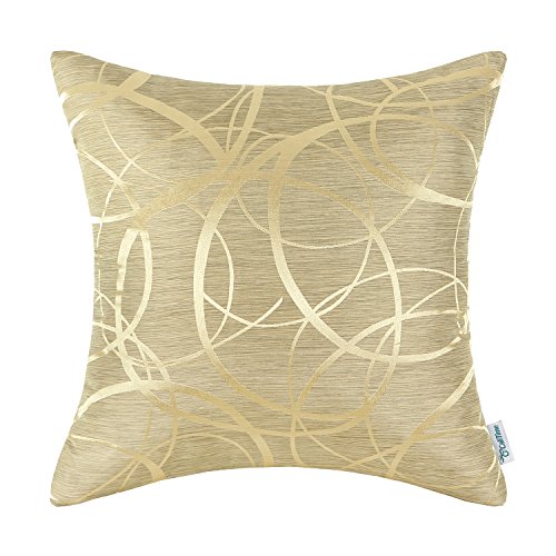 CaliTime Kissenbezüge, Kissenhülle Packung mit 1 Kissenbezüge Dekokissen Covers Cases, Moderne Kreise Ringe Geometrisch, 50cm x 50cm, Gold CaliTime Kissenbezüge, Kissenhülle Packung mit 1 Kissenbezüge Dekokissen Covers Cases, Moderne Kreise Ringe Geometrisch, 50cm x 50cm, Gold von CaliTime
