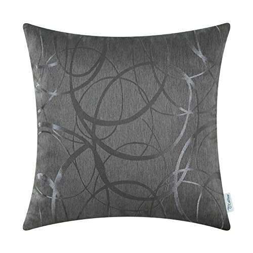 CaliTime Kissenbezüge, Kissenhülle Pack von 1 Kissenbezüge Dekokissen Covers Cases, Modern Circles Ringe Geometrisch, 45cm x 45cm, Grau von CaliTime