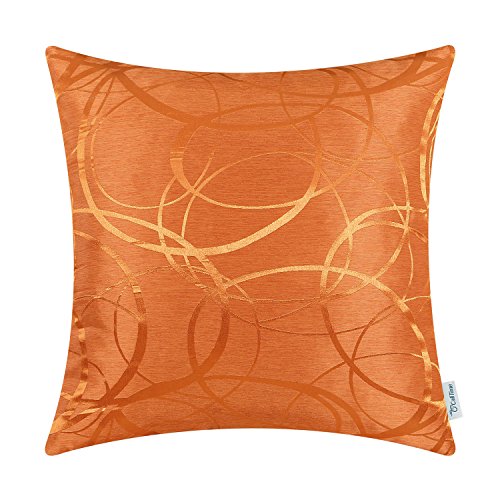 CaliTime Kissenbezüge, Kissenhülle Pack von 1 Kissenbezüge Throw Pillow Covers Cases, Moderne Kreise Ringe Geometrisch, 45cm x 45cm, Orange von CaliTime