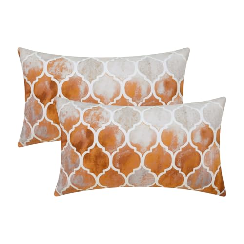 CaliTime Kissenbezüge Kissenhülle Packung mit 2 Cozy Bolster Kissenbezügen für Couch Bett Sofa manuell handbemalt bunt geometrischer Gitterkettendruck 30cm x 50cm Hauptgrau Rostrot CaliTime Kissenbezüge Kissenhülle Packung mit 2 Cozy Bolster Kissenbezügen für Couch Bett Sofa manuell handbemalt bunt geometrischer Gitterkettendruck 30cm x 50cm Hauptgrau Rostrot von CaliTime