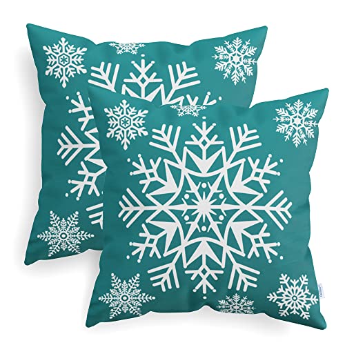 CaliTime Kissenbezüge Kissenhülle 2er Pack Cosy Fleece Dekokissen Bezüge für Couch Bett Sofa Weihnachten Schneeflocken 40cm X 40cm Teal CaliTime Kissenbezüge Kissenhülle 2er Pack Cosy Fleece Dekokissen Bezüge für Couch Bett Sofa Weihnachten Schneeflocken 40cm X 40cm Teal von CaliTime