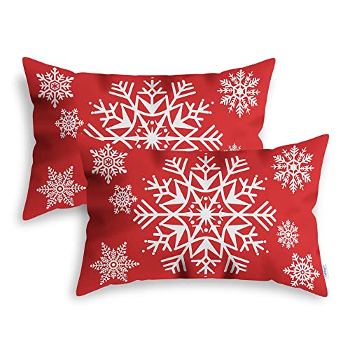 CaliTime Kissenbezüge Kissenhülle 2er Pack Kuschelige Fleece Dekokissen Bezüge für Couch Bett Sofa Weihnachten Schneeflocken 30cm X 50cm Weihnachten Rot CaliTime Kissenbezüge Kissenhülle 2er Pack Kuschelige Fleece Dekokissen Bezüge für Couch Bett Sofa Weihnachten Schneeflocken 30cm X 50cm Weihnachten Rot von CaliTime