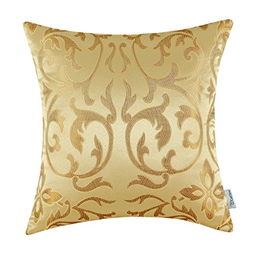 CaliTime Kissenbezüge Kissenhülle Dekokissen Abdeckung Fall für Couch Sofa Dekoration Vintage Floral Zwei Ton Kontrast Beide Seiten 50 cm x 50 cm Gelbgold von CaliTime