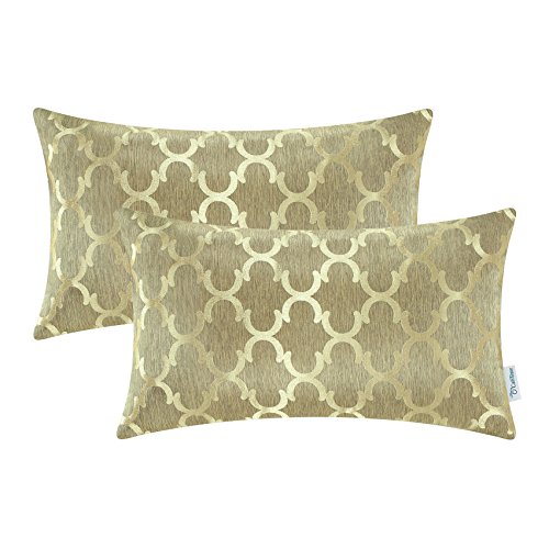CaliTime Kissenbezüge Kissenhülle Packung mit 2 Kissenbezug Kissenbezüge Schalen für Heim-Sofa-Couch Modernes Glänzen & Matt Kontrast Quatrefoil Akzent Geometric 30cm x 50cm Gold CaliTime Kissenbezüge Kissenhülle Packung mit 2 Kissenbezug Kissenbezüge Schalen für Heim-Sofa-Couch Modernes Glänzen & Matt Kontrast Quatrefoil Akzent Geometric 30cm x 50cm Gold von CaliTime