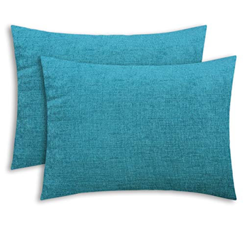 CaliTime Kissenbezüge Kissenhülle Packung mit 2 gemütlichen Standard-Kissenbezügen für Bett, Bettwäsche, Dekoration, einfarbig, weich, Chenille, 50 cm x 66 cm, Seeblau von CaliTime