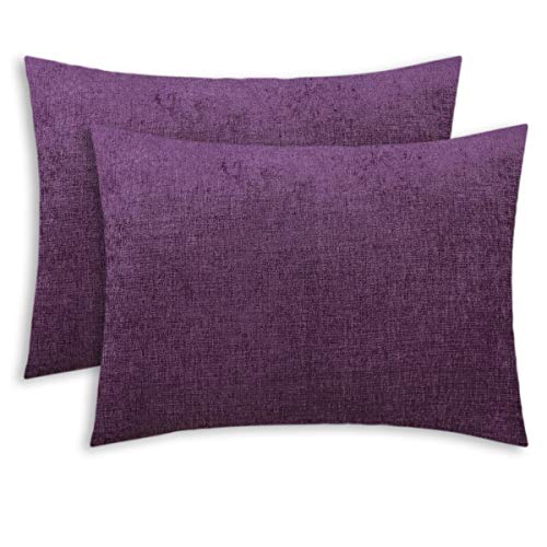 CaliTime Kissenbezüge Kissenhülle Packung mit 2 kuscheligen Standard-Kissenbezügen für Bett, Bettwäsche, Dekoration, einfarbig, weich, Chenille, 50 cm x 66 cm, Pflaumenlila von CaliTime